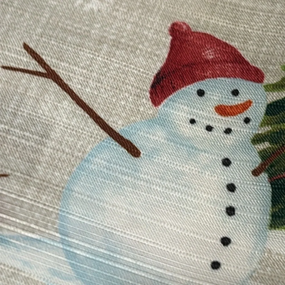 St Nicholas Square Yuletide Snowman Tablecloth